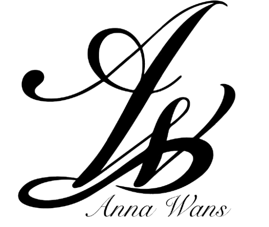Logo Anna Wans – Monogramme calligraphique noir formé des lettres A et W entrelacées