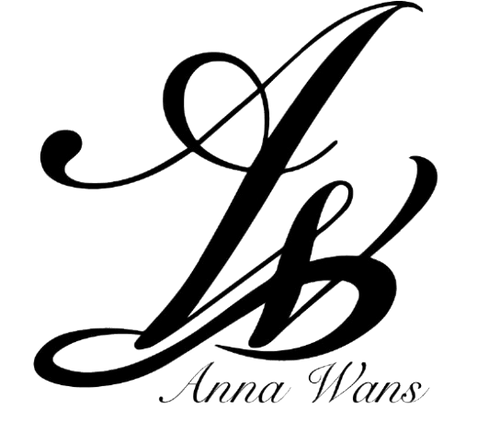 Logo Anna Wans – Monogramme calligraphique noir formé des lettres A et W entrelacées 