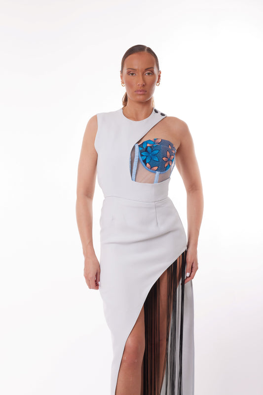 Robe bleu asymétrique